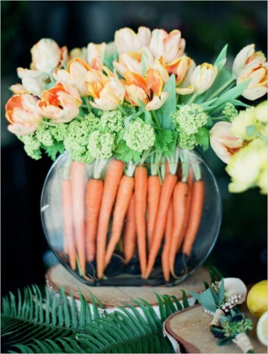 bouquet de mariee carottes mariage theme paques 